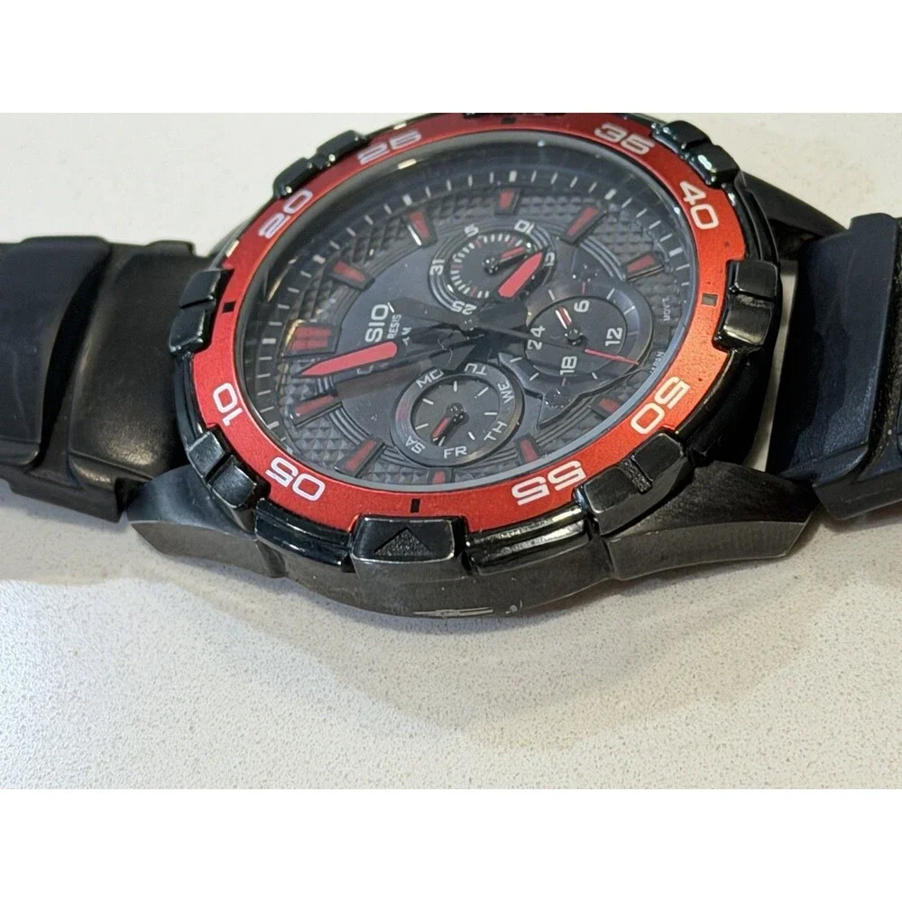 Casio MTD-1069 5071 Men’s Black Red Analog Watch 100M New Battery Working